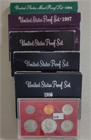 U.S. Proof Sets 1980, 1981, 1982, 1987, 1994