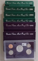 U.S. Proof Sets 1989, 1993, 1994, 1995, 1996, 1997