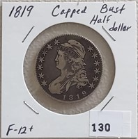 1819 Capped Bust Half Dollar F-12+