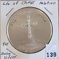 Life of Christ .925  Silver Medallion 1990
