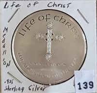 Life of Christ .925  Silver Medallion 1990