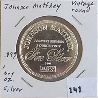 Johnson Matthey Vintage 1 Troy Oz. Silver Round