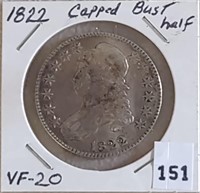 1822 Capped Bust Half Dollar VF20