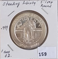Standing Liberty Silver Round .999 1 Troy Oz.