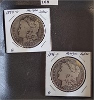 1894-O, 1896-O Morgan Dollars G, G (better dates)