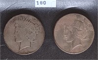 1922-D, 1926 Peace Dollars G, VF