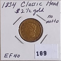 1834 $2.50 Gold Classic Head EF-40