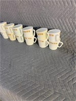 12 Pyrex mugs Gold pattern