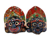 Pair of Hindu Mahak Goddess Paper Mache Mask