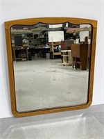 Large antique oak wood wall mirror
