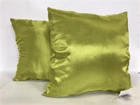 Two green Old Time Pottery throw pillows