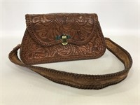 Vintage leather purse with embossed detail
