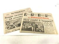 Two 1981 Reagan headline vintage newspapers