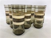 Libbey Smokey tumbler tans stripped glasses