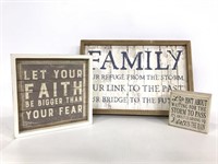 Three rustic style home decor signs