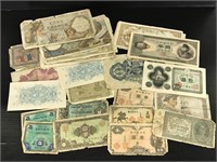 Vintage paper money from around the world