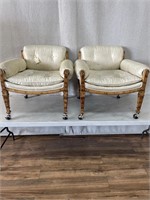 Pair Louis XVI Style Chairs on Casters - Wear