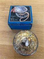 Silver-plate and crystal jewelry box