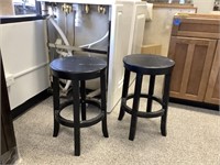 2 solid wood bar stools