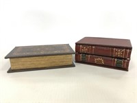 Two wood faux book boxes