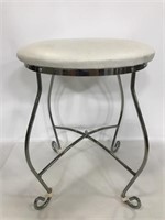 Vanity stool upholstered top and metal base