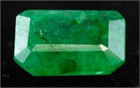 10.10ct Rectangular Step Green Natural Emerald GLI