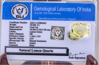 10.60ct Oval Cut Natural Lemon Quartz GLI