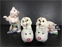 Vintage kittens, puppies and pig shakers