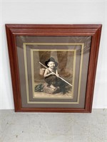 Wood framed photo of fishing boy