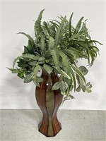 Decorative metal vase & faux plant