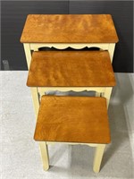 Set of three wooden nesting side tables