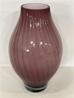 Large purple cased glass swirl vase