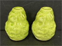 Pair of terracotta pottery avocado candlesticks