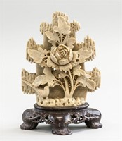 Stone Flower Carved Decor