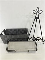 Home decor basket with wall shelf and easel