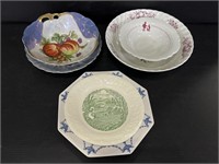 Assorted collection of ornate china dishes