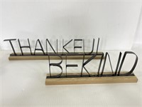 Wood and metal standing home decor signs