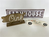 Metal farmhouse sign and wooden signs