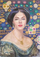 Embellished Print on Canvas Signed Gustav Klimt