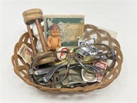 Basket collection of vintage items