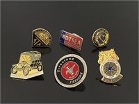 Six vintage Ford, UAW, & auto industry lapel pins