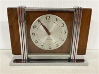 Heavy Westclox glass wood and metal alarm clock