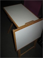 2 Folding TV Trays- Wood & Formica