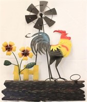 Metal rooster & windmill