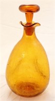 Vintage Amber Crackle Glass Decanter