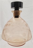 Vintage peach glass decanter with ebony stopper