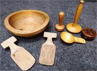 Antique Wooden Swedish Kitchen Pantry Treenware