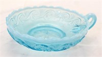Vintage Opalescent Blue Pressed Glass Nappy
