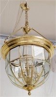 Large brass & glass hanging fixture