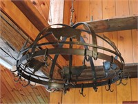 Vintage Rustic Farm Motif Iron Pot Hanger